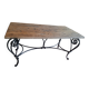Wooden and wrought iron table