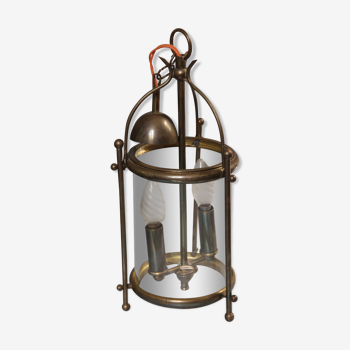 Brass and blown glass lantern