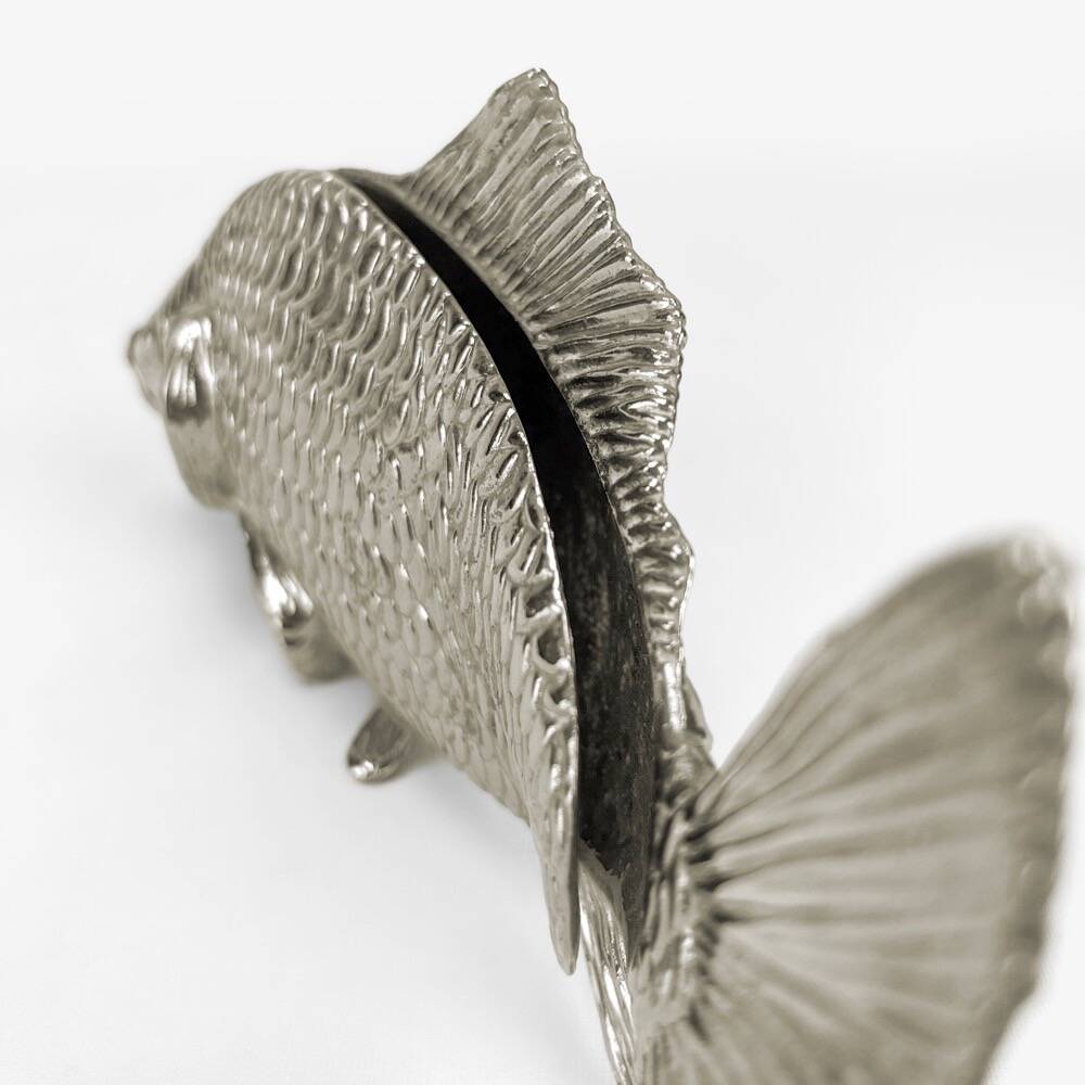 Silver metal fish napkin holder