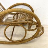 Vintage 1960s rattan rocking chair