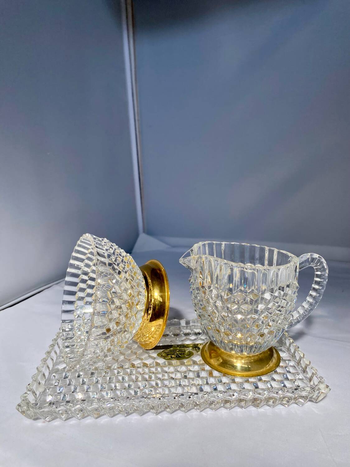 Gold-plated Bohemian crystal coffee set – 1960s/1980s