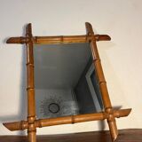 Old bamboo-style wooden mirror from the 50s