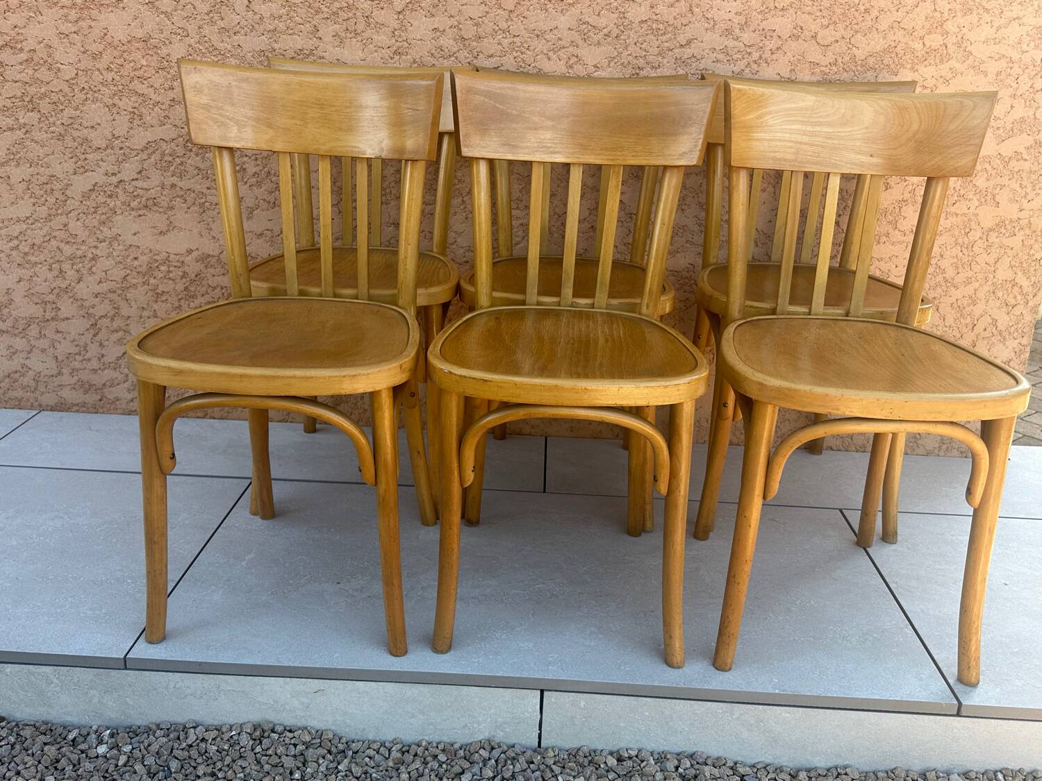 Set of 6 vintage 1960s bistro chairs