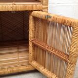 Vintage rattan buffet with wheels