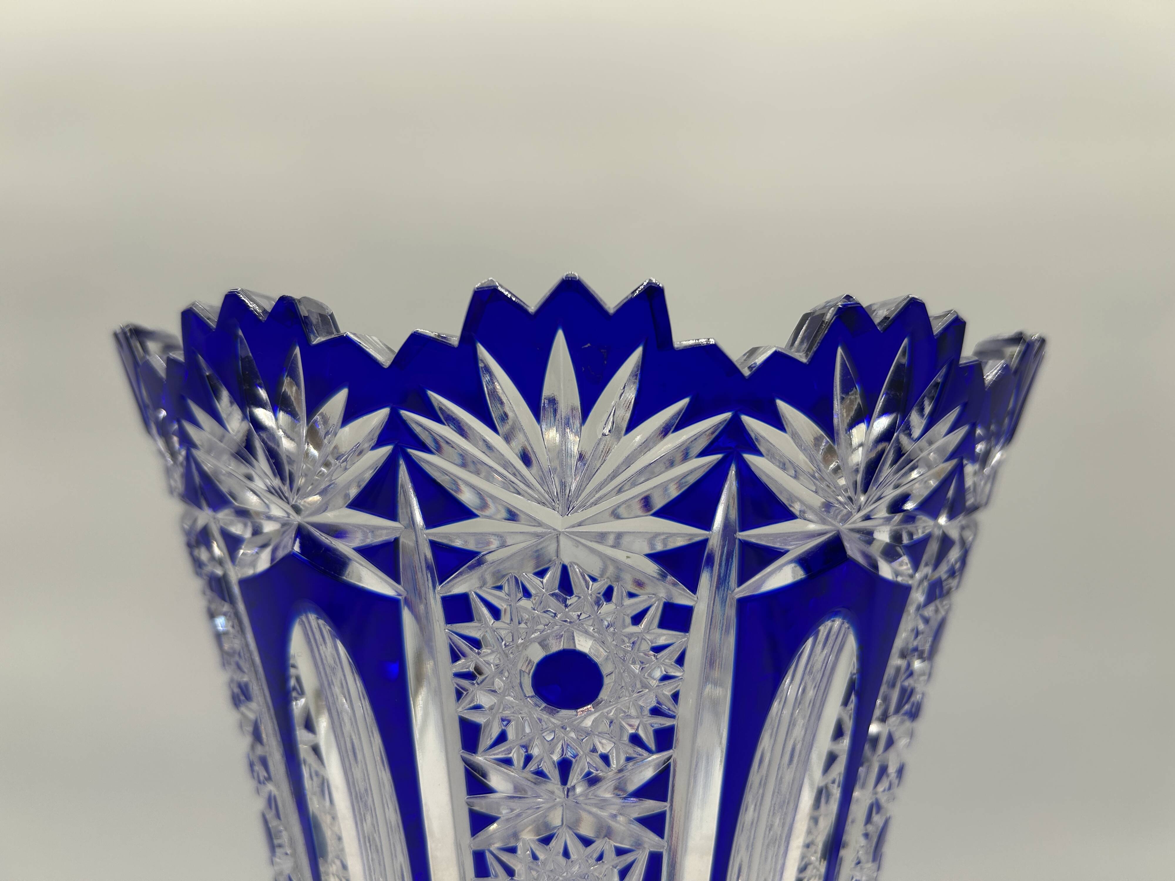 Superb richly cut Bohemian crystal vase