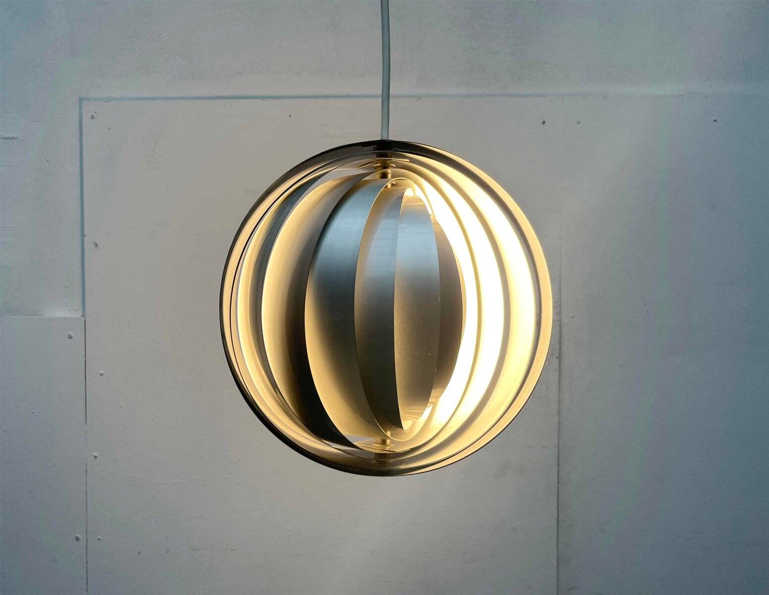Mid-century modern moon pendant lamp from East Germany by Verner Panton for Erjoka, 1960s.