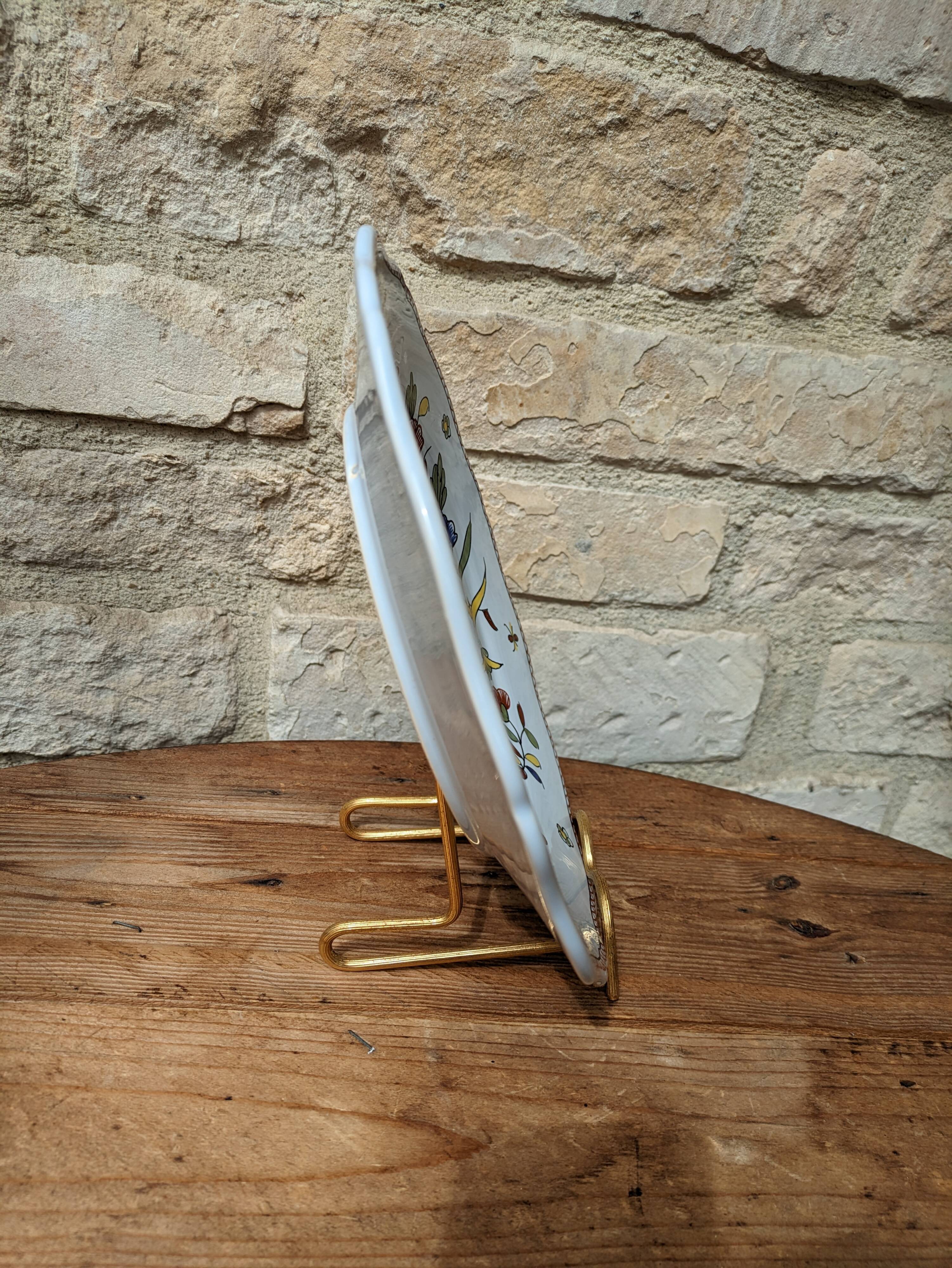 Very beautiful old plate decorated with Rouen, handmade by Geo Martel