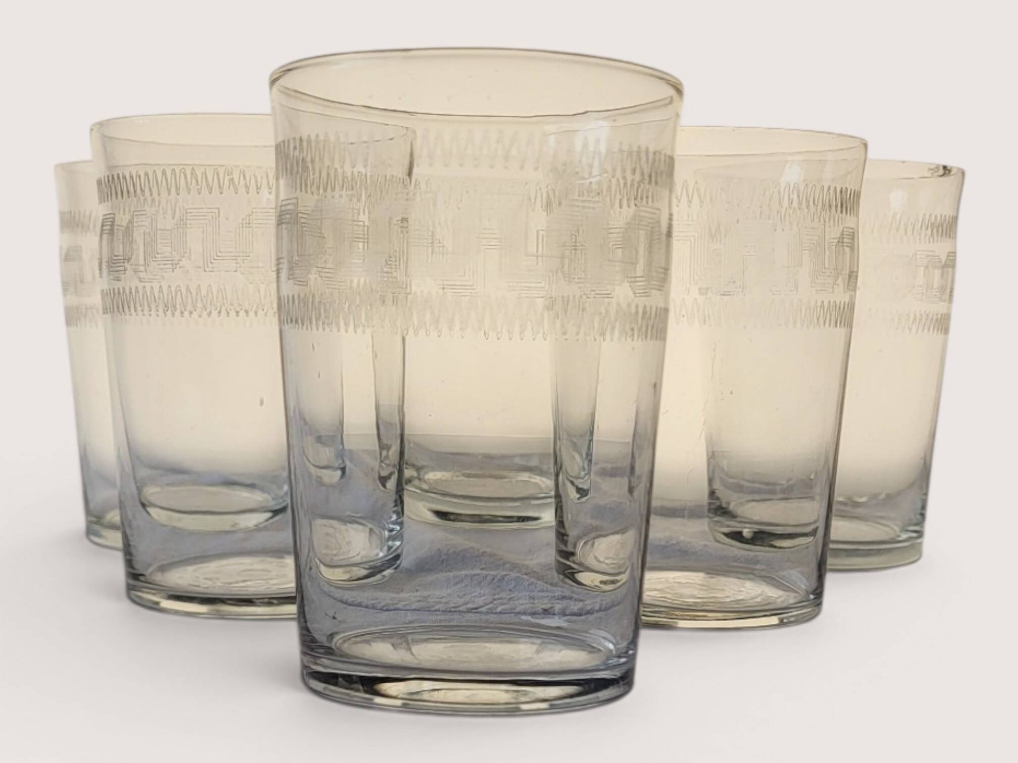 7 decorative Greek-style water glasses