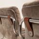 Guido Faleschini Italian Astro Chrome and Taupe Suede Armchairs for i4 Mariani