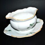 Saucière verseuse vintage en porcelaine ornée de trèfles vert