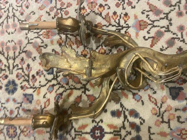 Pair of gilded bronze wall sconces with two lights - Louis XV style