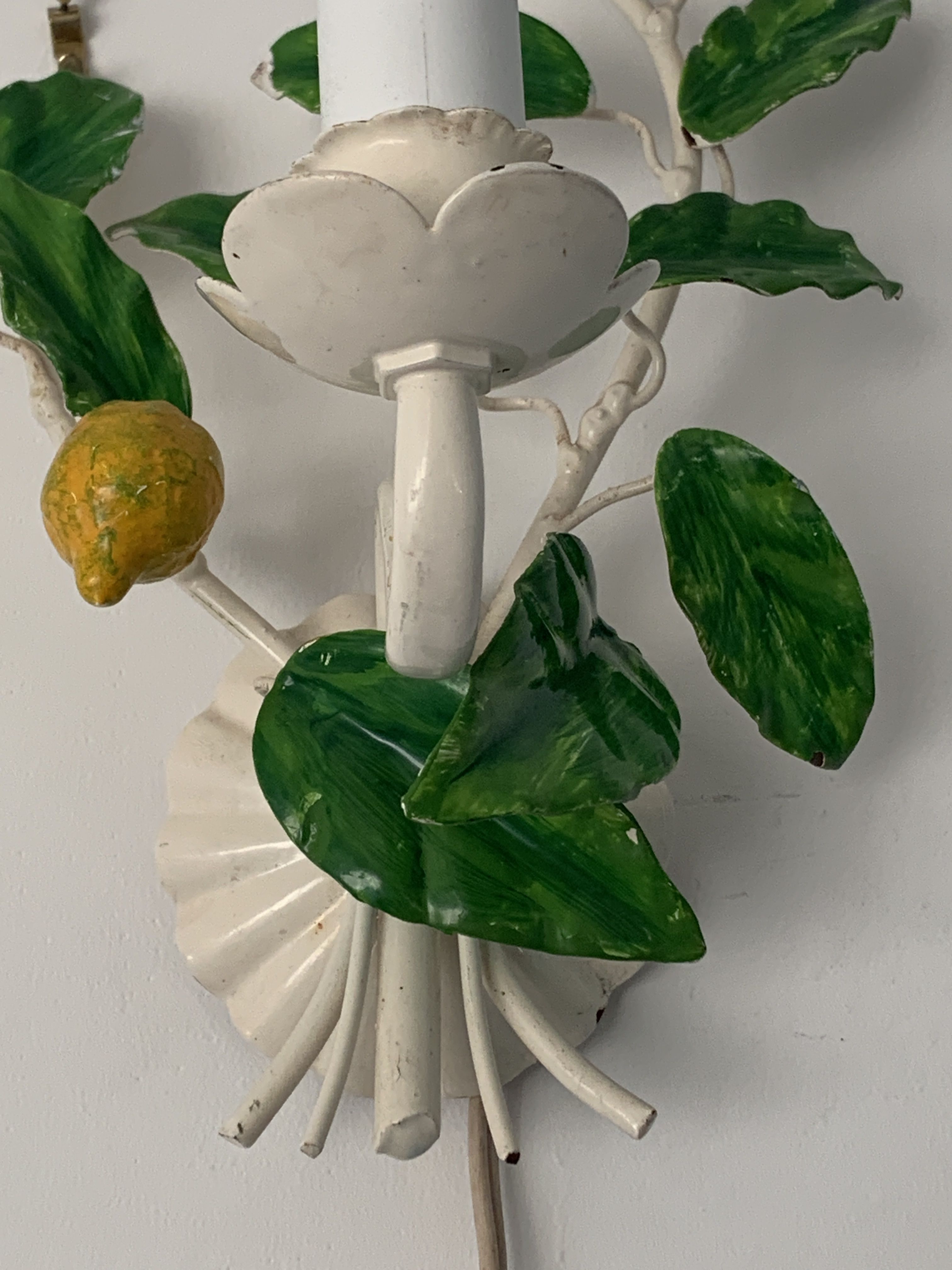Pair of Italian metal lemon sconces, Firenze House, 1970