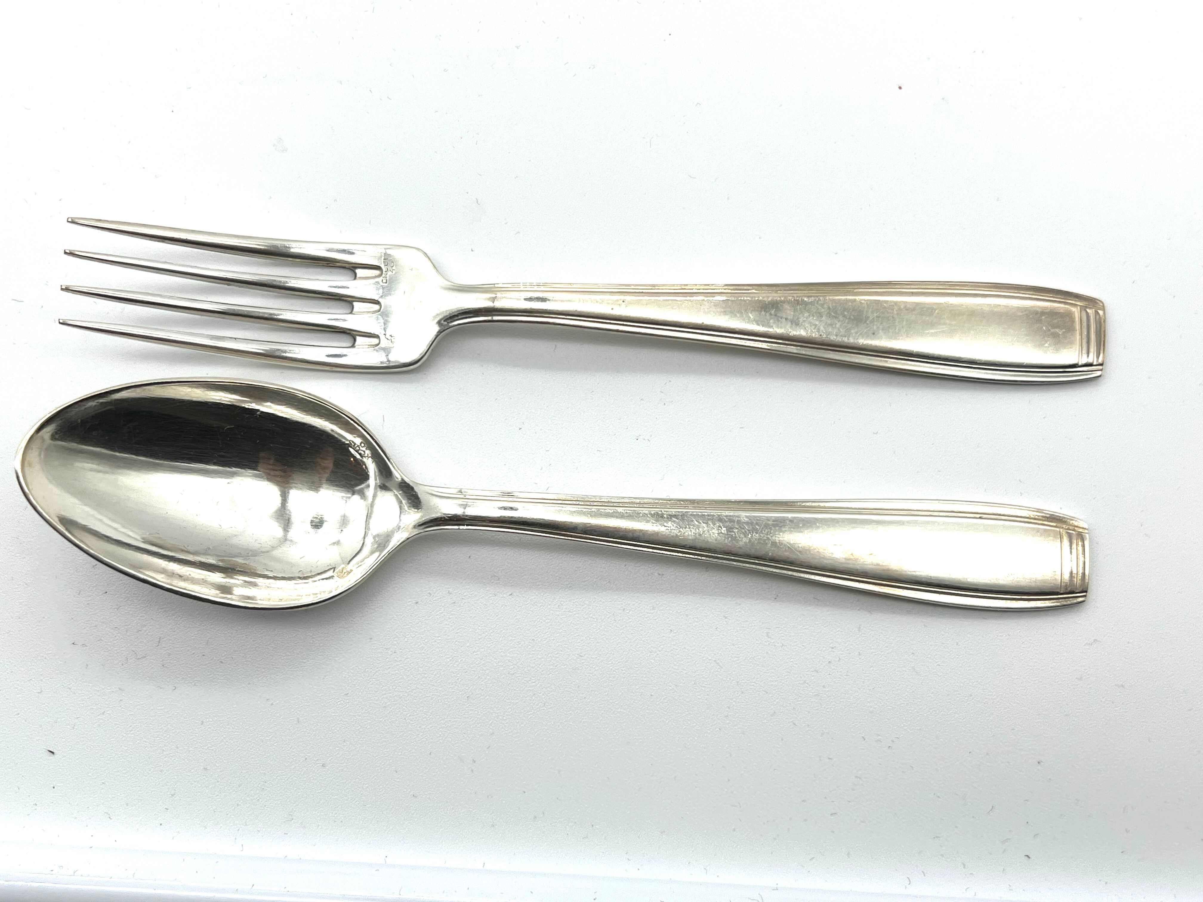 Ercuis 6 forks and 6 spoons dessert model carthage silver metal