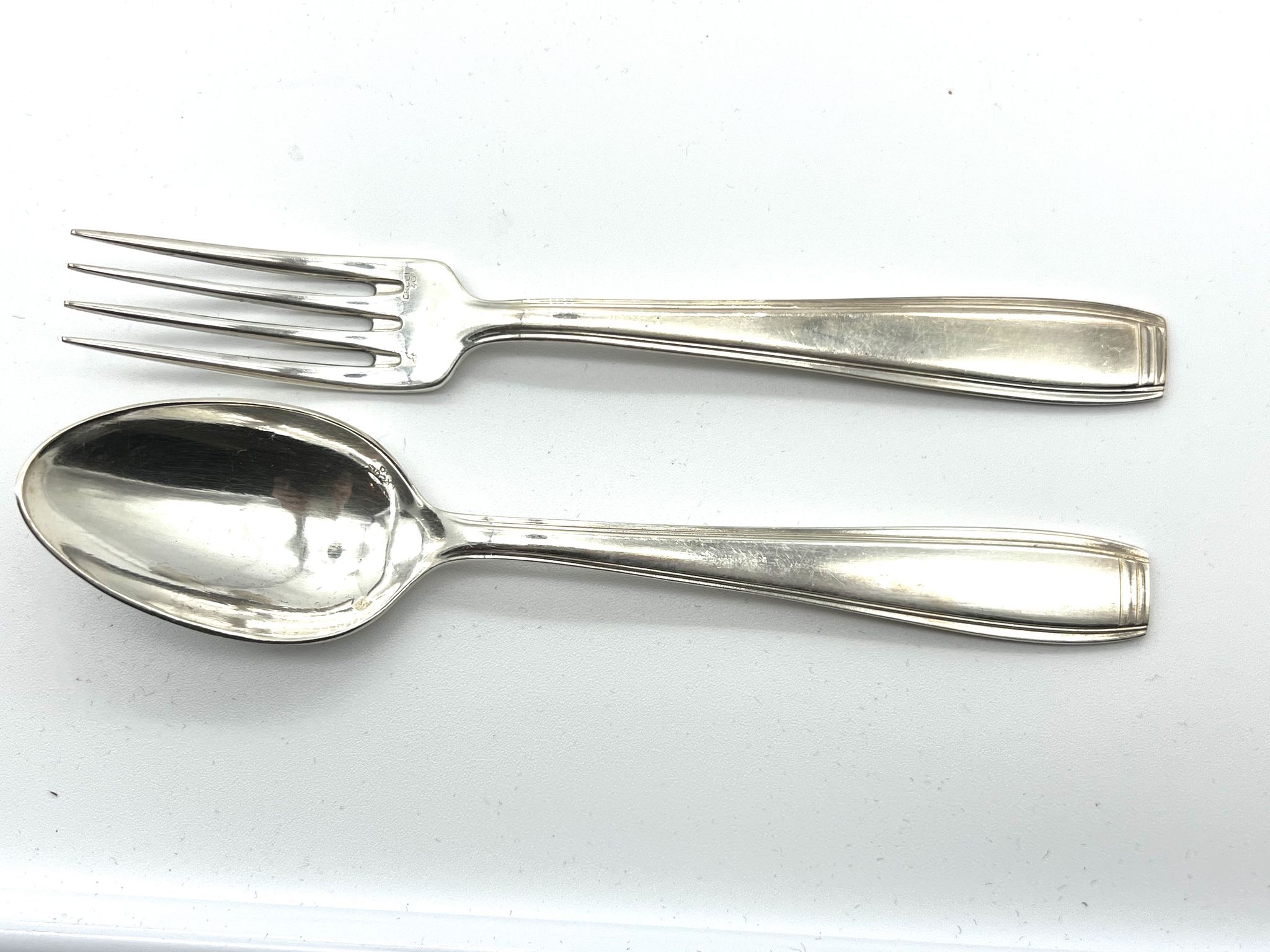 Ercuis 6 forks and 6 spoons dessert model carthage silver metal