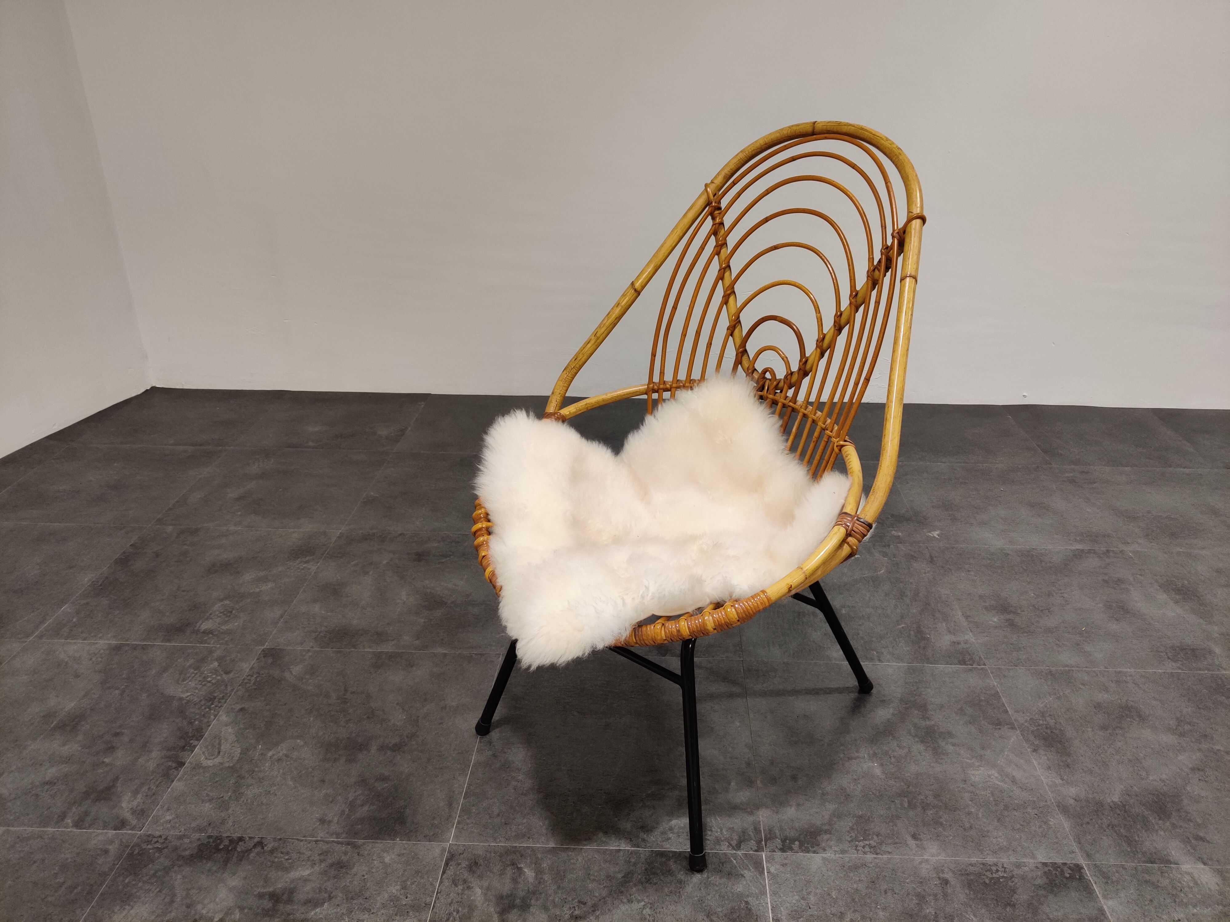 Vintage rattan armchair by Rohe Noordwolde 1960s