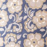 Blue and white porcelain table lamp by Lladró with floral shade in new silk.