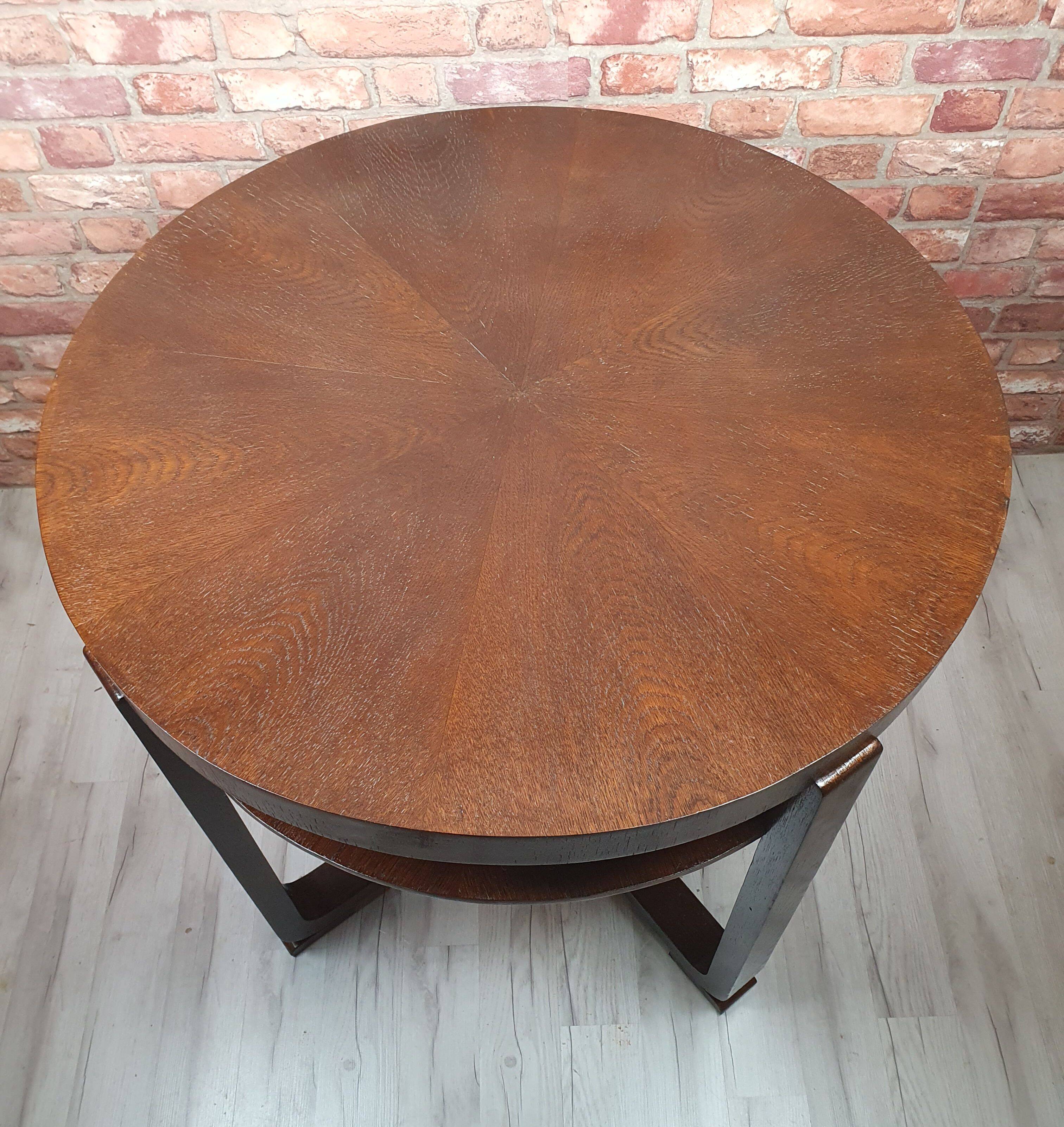 Table Art Déco en chêne rénovée, Pologne années 1930