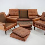 Ensemble de salon Svend Skipper des années 1960 en cuir, Danemark