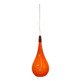 Orange teardrop glass pendant lamp made by Holmegaard - Denmark 1960