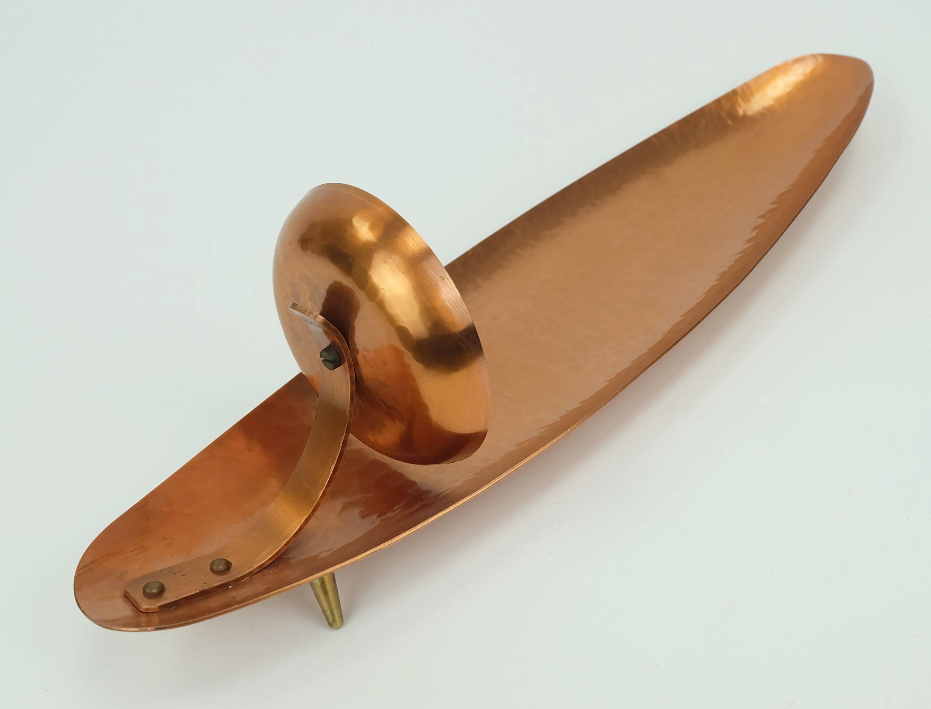 Large 1950s 60s mid century wall candle holder hammered copper