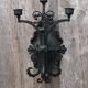Pair of black wrought iron wall sconces - neo-Gothic style - from the 1950s