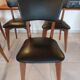 5 chairs in wood and black faux leather, Scandinavian style