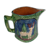 Pichet barbotine décor cerfs