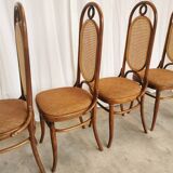 Set of 4 Vintage Bentwood Dining Chairs: Cane Back, Thonet Style