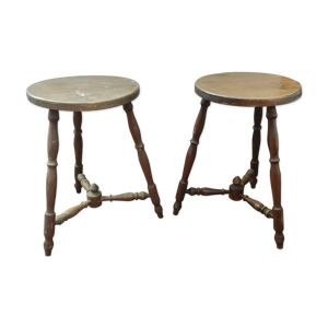 Paire de tabourets tripodes