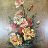 Oil on Canvas Painting Floral Still Life, French School, Paris, Early