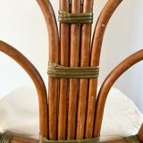 Set of 3 rattan / bamboo chairs with cushions years 1960-1970