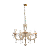 Lustre italien en verre opalin blanc