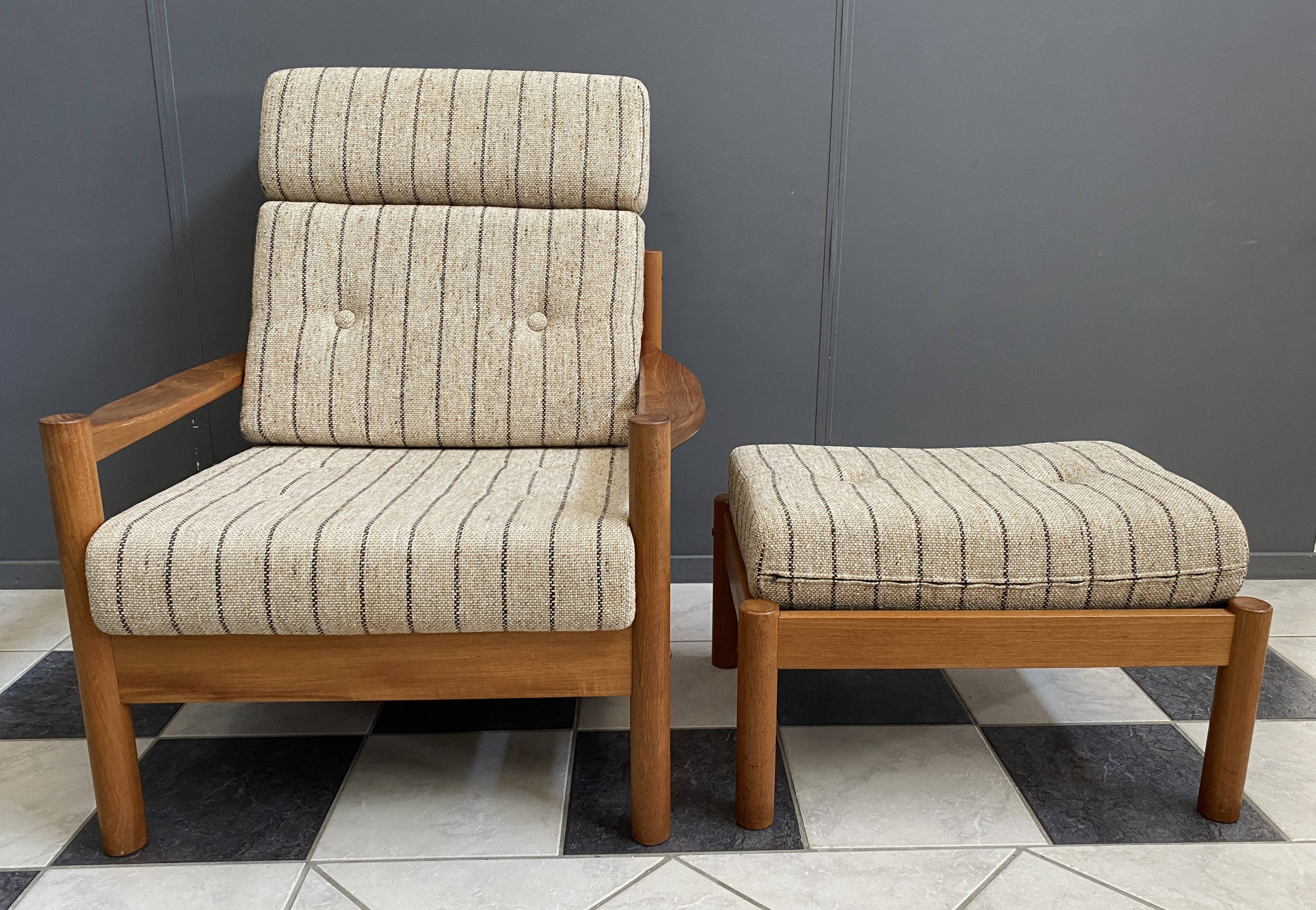 High back relax chair with hocker 1960s by Tarm Stole Denmark