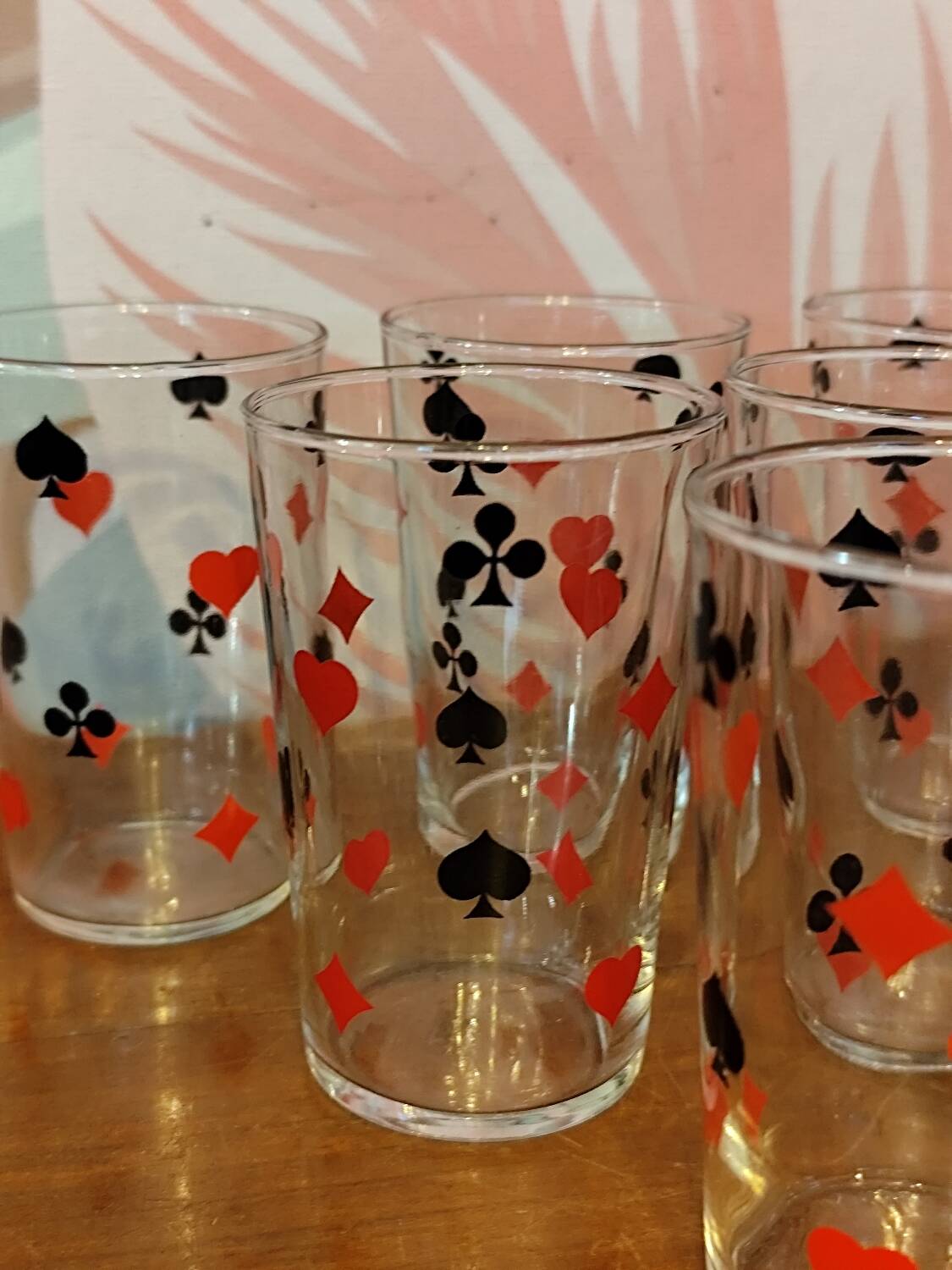 9 playing card style water glasses