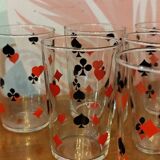 9 verres à eau style jeu de carte