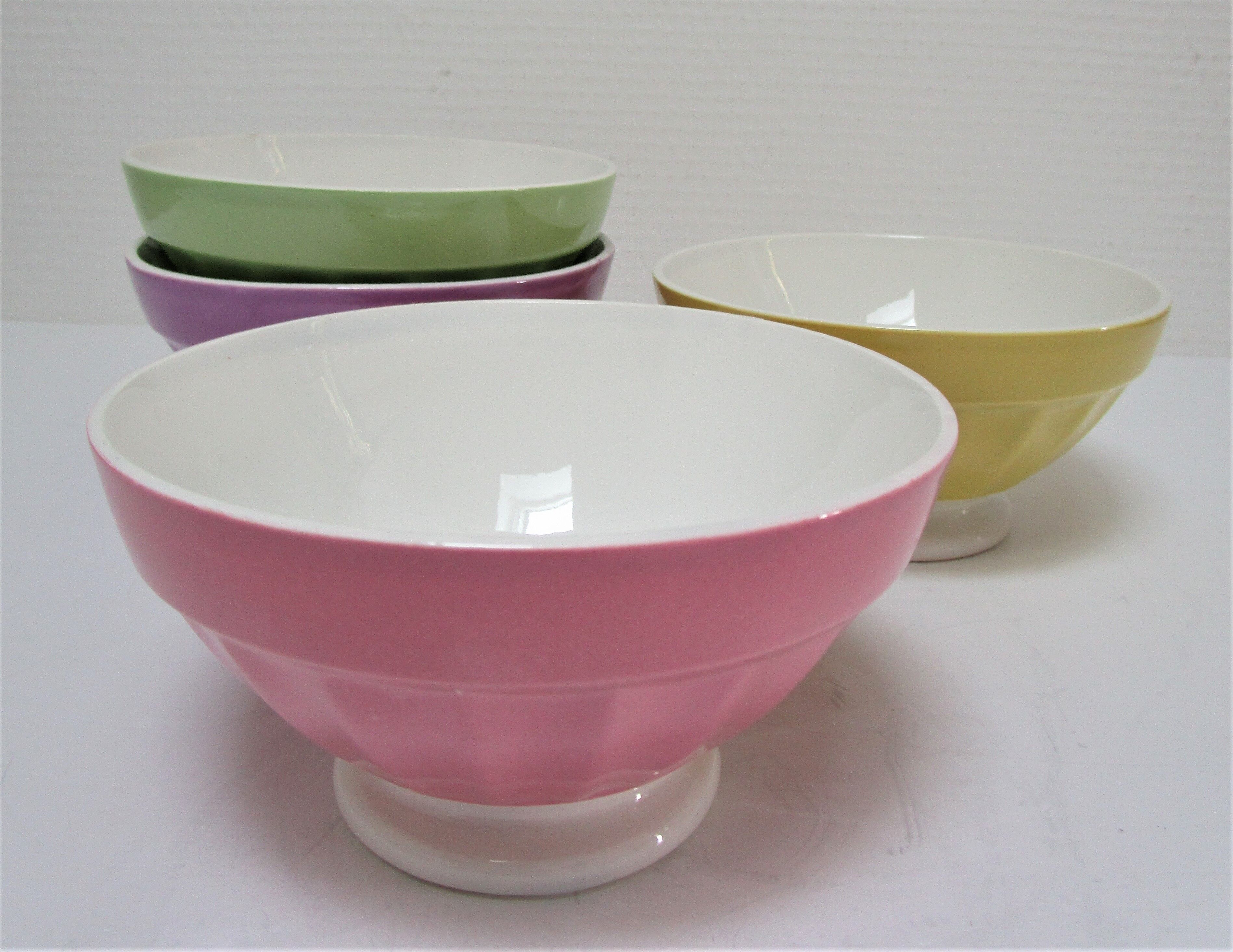 Four bowls Digoin Sarreguemines old pastel tones
