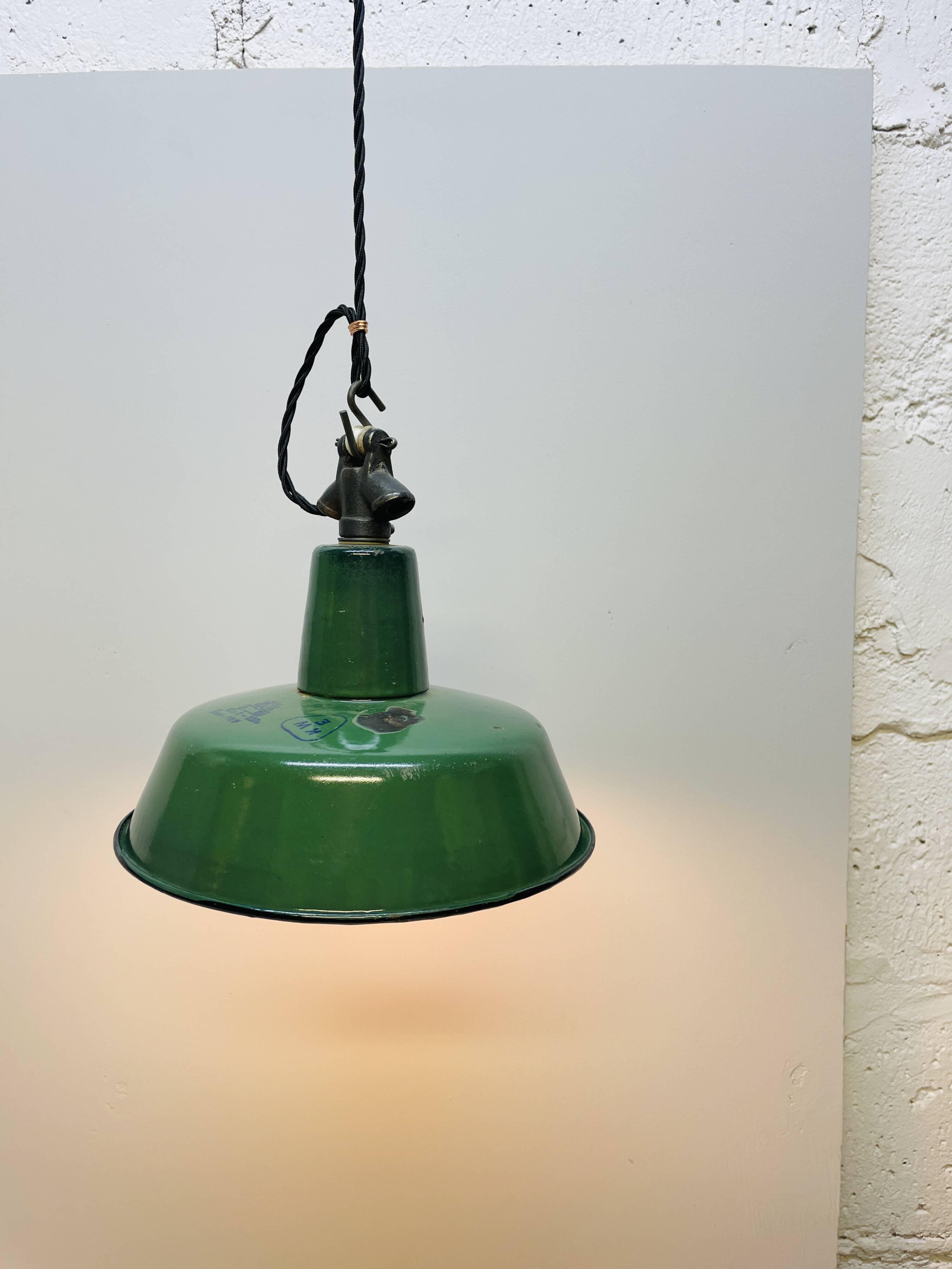 Industrial Green Enamel  Lamp, 1960s