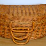 Half-moon rattan & wicker suitcase