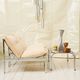 Beige armchair with chrome frame (1 of 2), Italy, 1980s