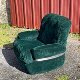 Fauteuil en velours vert "spage age" par Beka, 1970