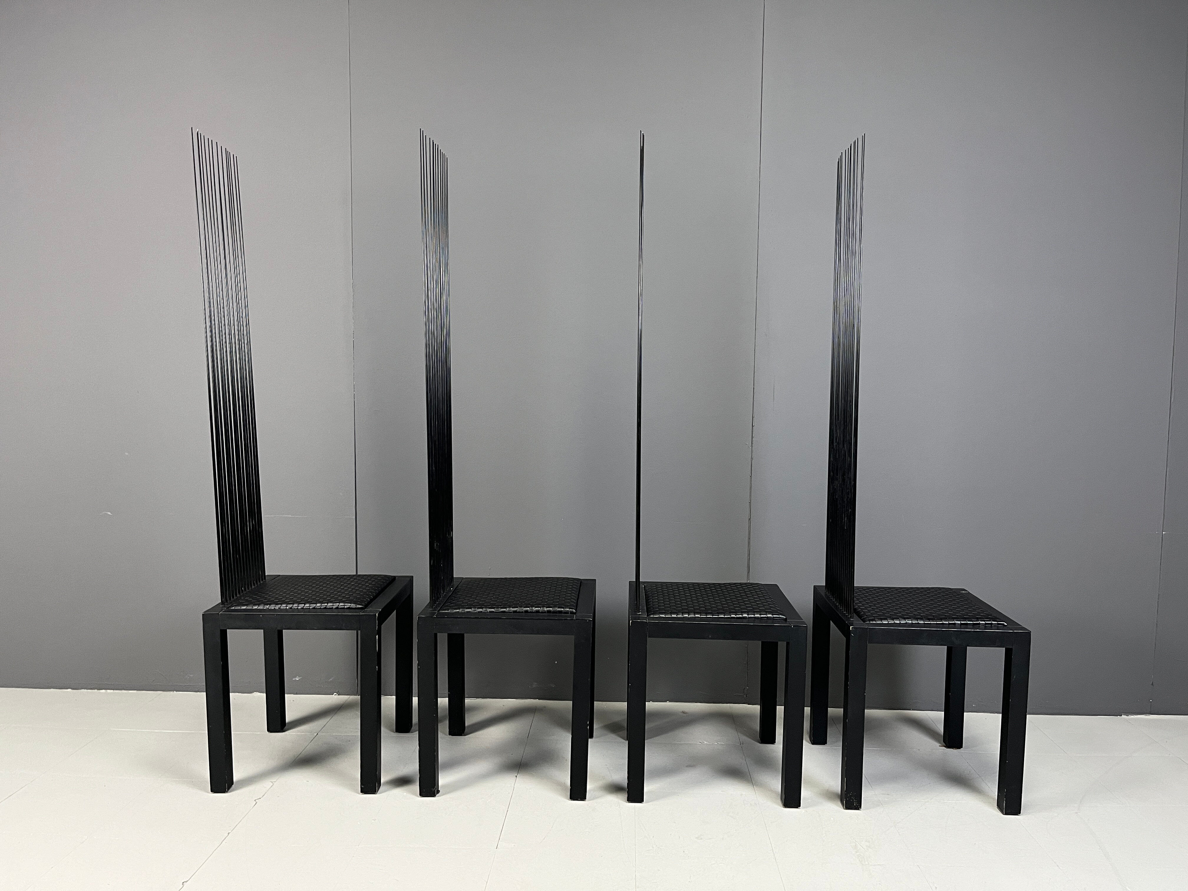 Vintage high back dining chairs, 1980s