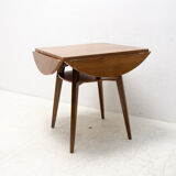 Folding walnut coffee table from the 1950s, Czechoslovakia