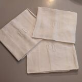 3 small antique tablecloths with embroidered initials PB