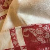 Large vintage red and white tablecloth