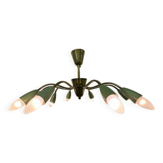 Mid-Century design spider brass ceiling lamp, 11950's