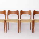 Ensemble de 4 chaises de salle à manger danoises par Arne Hovmand-Olsen pour Mogens Kold, années 1960.