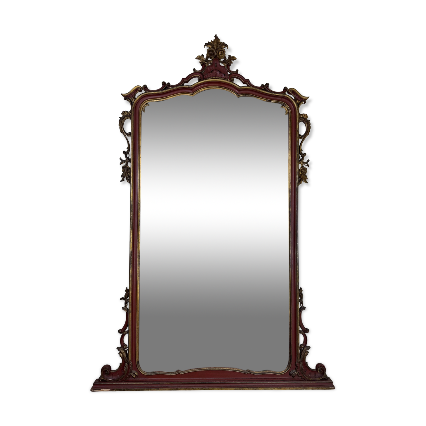 Important Venetian Baroque mirror in Louis XV style in lacquered and gilded wood