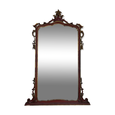 Important miroir Vénitien Baroque de style Louis XV en bois laqué et doré
