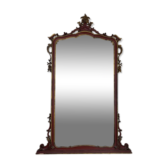 Important miroir Vénitien Baroque de style Louis XV en bois laqué et doré