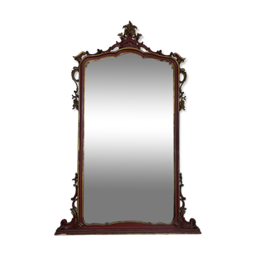 Important Venetian Baroque mirror in Louis XV style in lacquered and gilded wood